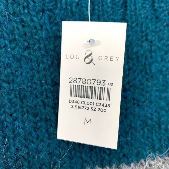 Lou & Grey For Loft Tunic Sweater Womens Size Medium Teal Pink Gray Striped NEW - Picture 5 of 7